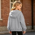 thumbnail image 3 of Shinyii Girls Zip Up Hoodie Solid Casual Cozy Hooded Sweatshirt Jacket, Grey, Sizes 4-15, 3 of 4