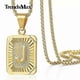 thumbnail image 3 of Collar con colgante de letra inicial AZ de acero inoxidable chapado en oro amarillo y cadena tipo caja, 3 of 5