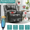 thumbnail image 7 of MEETWARM Grey Massage Swivel Rocker Recliner - Manual Glider with Heat, Vibration, Remote Control & USB Ports for Living Room(Grey), 7 of 7