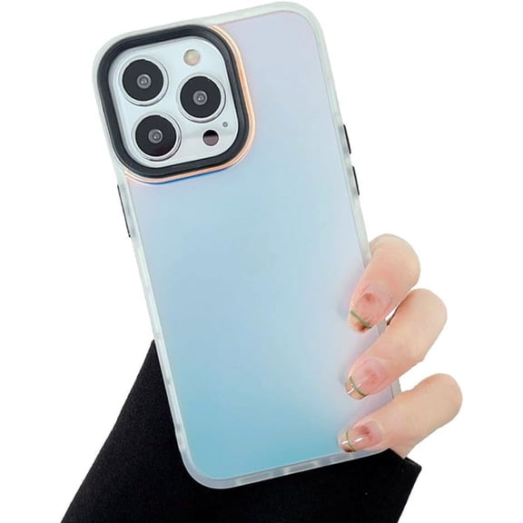 Compatible with iPhone Case,Laser Holographic Clear Bumper [Compatible with Wireless Charging] Full Body Protection Soft Shockproof Cover Phone Case (Black,iPhone 15 Pro Max)