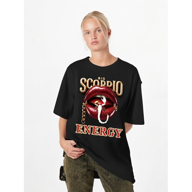 Women's Plus Size Scorpio Print T-Shirt, Casual Crew Neck Short Sleeve Top for Spring & Summer Season Tee For Adult, Men, Women, Teen, Teenager, Adolescent, Youth