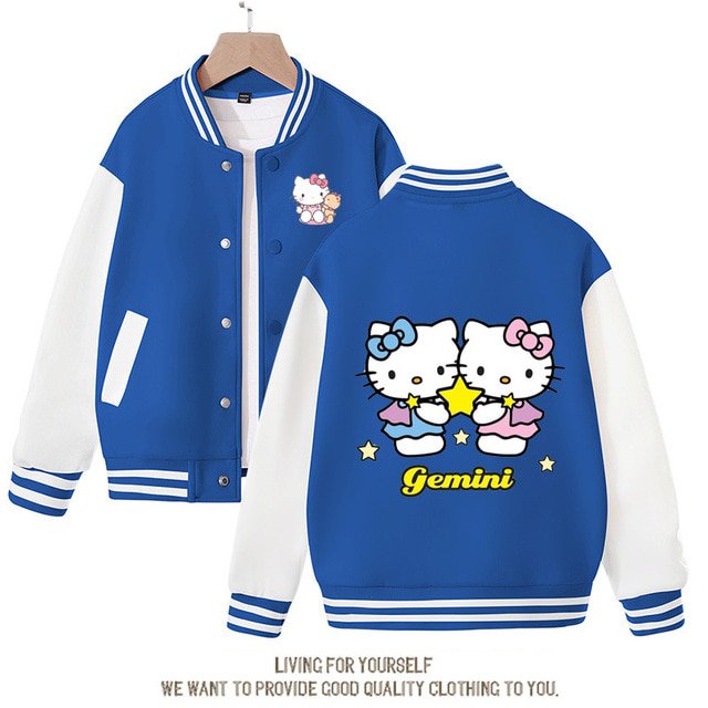 Sanrio Hello Kitty Cinnamoroll Jacket Kuromi Overcoat Woman Jacket Spring Autumn Kids Loose Sports Baseball Uniform Clothes Gift