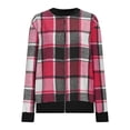 thumbnail image 5 of Vxararl Womens Cute Fall Plaid Flannel Bomber Jacket Zip‑Up Casual Lightweight Long Sleeve Stand Collar Outerwear Jackets with Side Pockets Pink M, 5 of 9