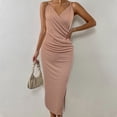 thumbnail image 4 of Vestido midi de fiesta de cóctel ajustado con abertura y manga larga con cuello en V para mujer Zhivalor BST2000103-3, 4 of 6