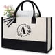thumbnail image 1 of Bolsa de playa de lona inicial personalizada, bolsa de regalo con monograma para mujer, 1 of 5
