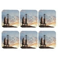thumbnail image 2 of Disketp Elephant Giraffe On A Mountain Top Sunset Funny Coasters,6 Pcs Leather Coasters With Holder, Perfect Housewarming Hostess Gifts,Protect Furniture From Water Marks Scratch And Damage, 2 of 9