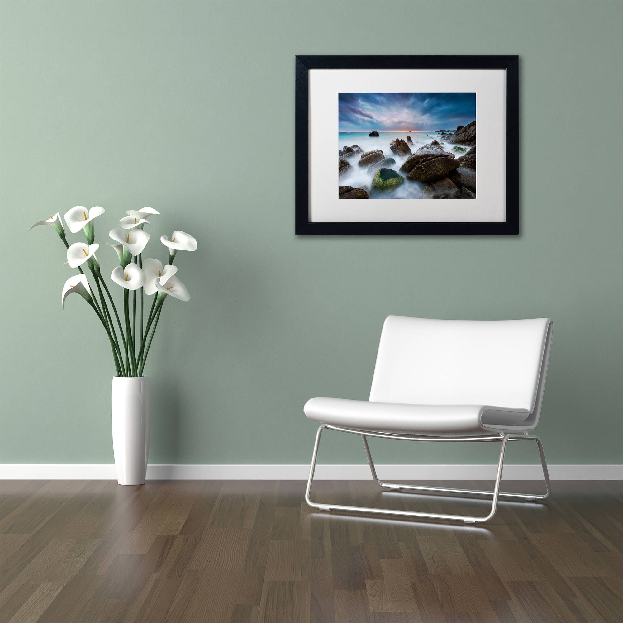 Trademark Fine Art "The Ocean Dream" Canvas Art by Mathieu Rivrin, White Matte, Black Frame