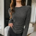 thumbnail image 2 of SGMVNU Sweaters for Womens Slim Fit Crewneck Long Sleeve Shirts Fall Fashion Base Layer Pullover Ribbed Thermal Underwear Tops(Dark Gray, XL), 2 of 4
