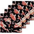 thumbnail image 2 of Ukiyoe Fish Floral Black Washcloth 12x12in Set, 4 Pack Absorbent Cotton Towel Square Kitchen Dishes Towels, Soft Cleaning Face Hand Towel Fast Drying Wash cloth, 2 of 7
