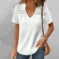 thumbnail image 3 of SNKSDGM Easter Shirts for Women Summer Tops for Women 2025 Vacation Petite Summer Fashion Ladies Tops Lace Stitching Short Sleeves Casual Solid Color Ladies T Shirts Tops for Women Trendy Winter Work, 3 of 6