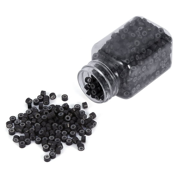 1000 PCS Nano Rings Silicone, Lined 3mm Micro Rings Silicone Hair Extension Beads Micro Beads for Hair Extensions (Dark Brown)