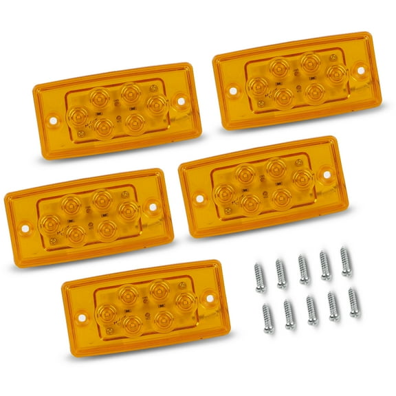 LED Amber Top Truck Roof Running Marker Light 5pcs Rectangle Cab Light Fit For reightliner Century/Columbiaor/Volvo Trucks