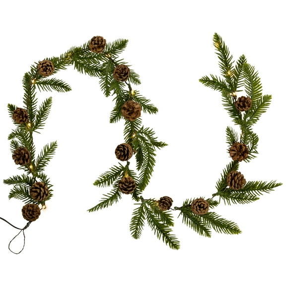 Northlight Pre-Lit B/O Pinecone and Pine Christmas Garland - 4.75' - Warm White Lights