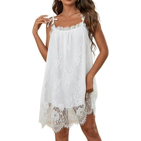 

Famure Lace Slip Dress|Sexy Summer Sling Night Sleepwear for Women|Ladies Home Wear Classy Nighties Sleep Wear Nightgown Sexy Chemise Lingerie Black White Pink Green