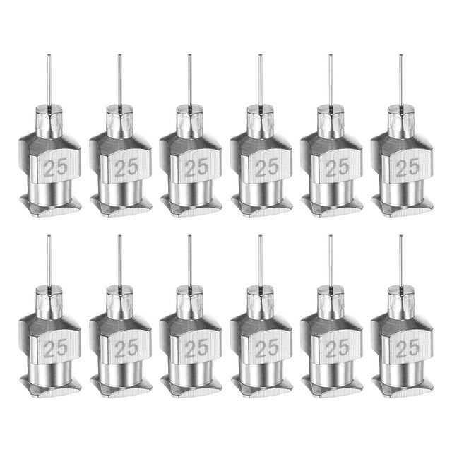 Unique Bargains 12 Pcs Aiguilles Distributrices en Acier Inoxydable 25G, Tube à Colle 1/4 Pouces Pointe Émoussée