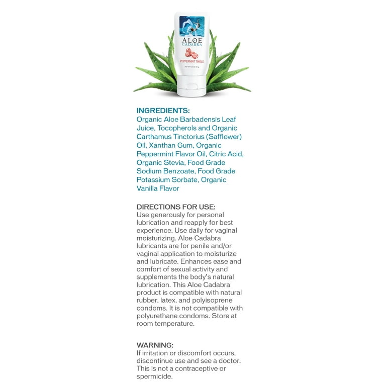 Best Sex Flavored Water Based Personal Lubricant for oral, him for her and  for couples, Mint Flavored Lube Sugar Free Natural Moisturizer with 95%  Aloe Vera, Aloe Cadabra 2.5 oz