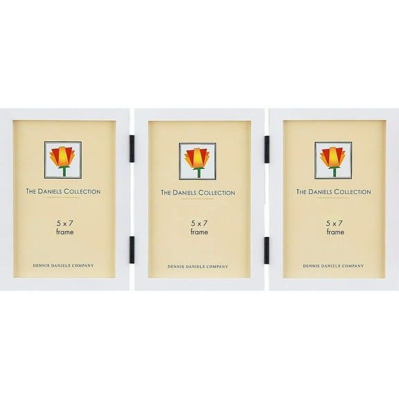 The Original DANIELS W41  GALLERY WOODS White wood hinged triple 5x7 frame by Dennis Daniels - 5x7
