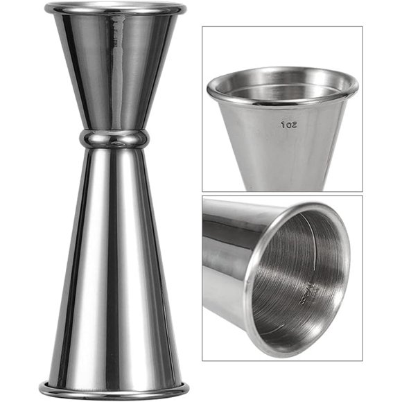 Angzhili Double Cocktail Jigger with Measures Scale Inside,1oz/2 oz Stainless Steel Bar Jiggers Cocktail Shaker Measuring Cup for Bar Home Bartender Party Wine Drink (Silver)
