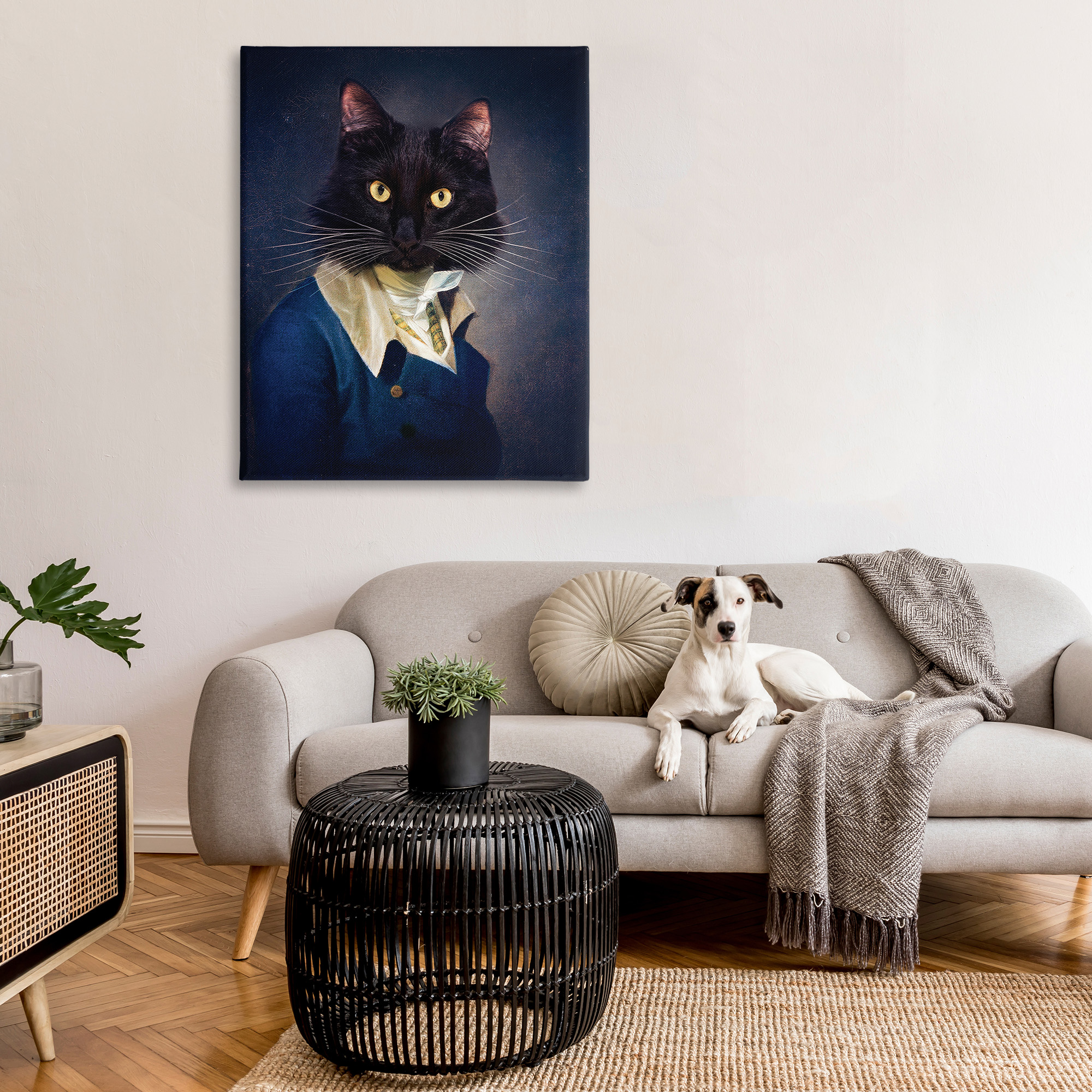 Stupell Industries Cat with Colonial Fashion Animals & Insects Painting Gallery Wrapped Canvas Art Print Wall Art, 36 x 48
