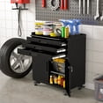 thumbnail image 4 of IKIMI Metal Garage Storage Cabinet with Wheels, Lockable Rolling Tool Cabinet with 2 Pegboard and 10 Hook for Workshop, Basement, Warehouse, 4 of 8