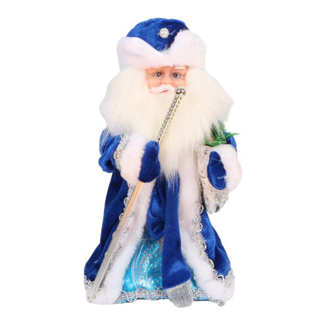Peluche de Papá Noel que baila y canta música Papá Noel 30 cm Decoración de invierno Muñecos eléctricos de Navidad para fiesta de Navidad Decoración de mesa para el hogar azul