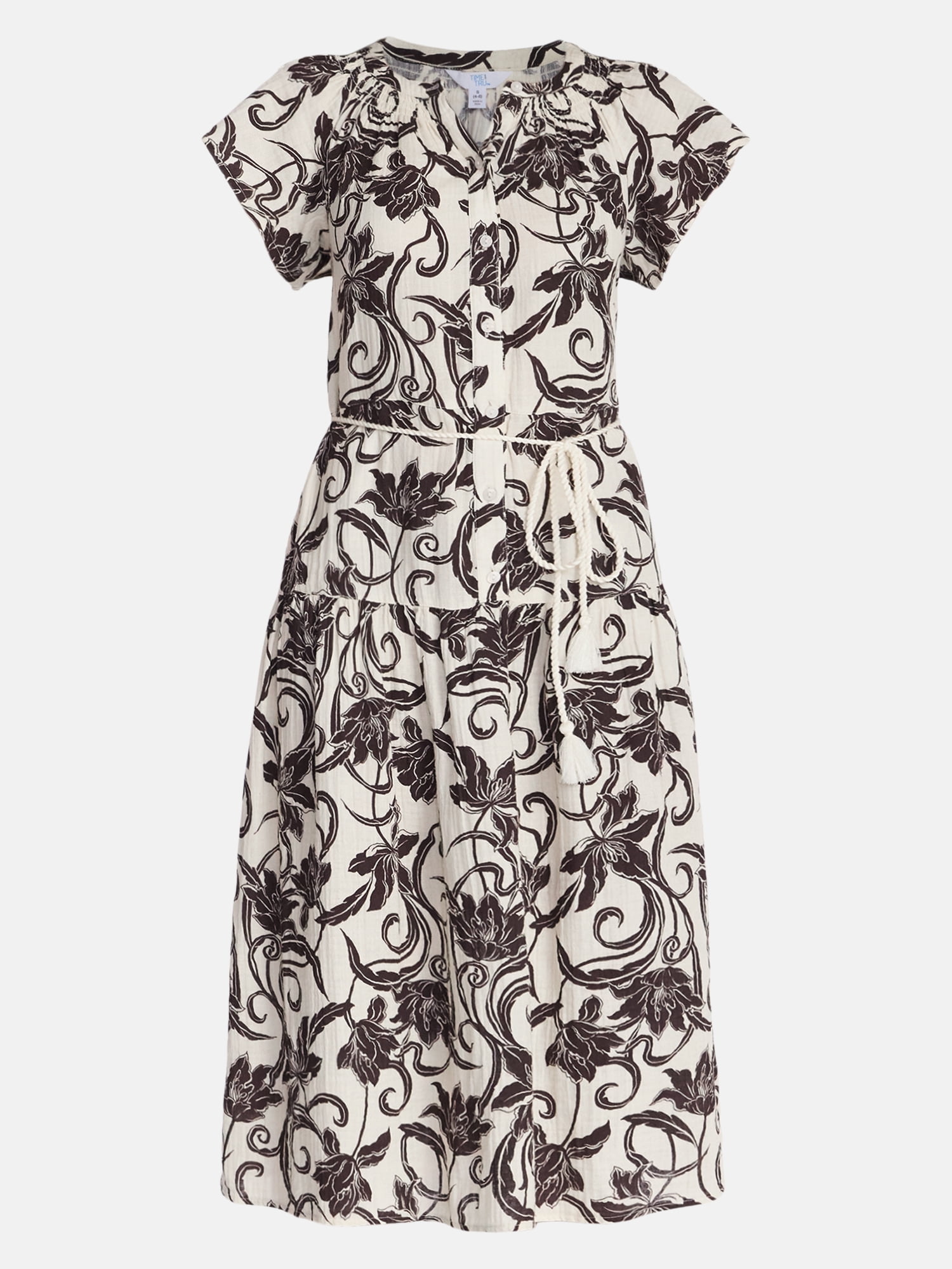 Time and Tru Women's Double Cloth Midi Dress, Sizes XS-XXXL