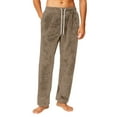 thumbnail image 2 of Dresfit Flannel Pajama Pants Men Fall Fuzzy Pajamas Solid Color Drawstring Sleepwear Lounge Warm Fleece Lined Pant Comfort Thick Plush Bottoms with Pockets Light Brown L, 2 of 9