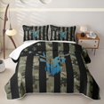 thumbnail image 2 of Erosebridal Vintage Moose Head Quilt King for Women Men, Camo Striped Print King Coverlet Set, Olive Green, 3-Piece, 2 of 7