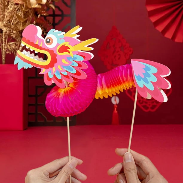 6 Kits De Marioneta De Dragón Chino De Papel – Manualidad De Año Nuevo, DIY Para Decorar Y Regalar