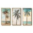 thumbnail image 2 of Designart "Faded Memories Tropical Palm Tree II" Meadow Framed Wall Art Set Of 3 - Green Traditional Frame Canvas Set For Living Room Decor, 2 of 6
