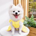 thumbnail image 5 of Nebwoak Dog Wedding Dress with Leash Attachment, Yellow Puppy Formal Dress with Bow, Small Dog Outfit for Wedding, Party, Photoshoot - M Size, 5 of 6