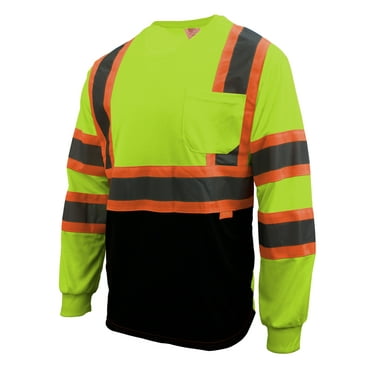 L&M Hi Vis Class 3 T Shirt Reflective Safety Lime Orange Short Long Sleeve HIGH Visibility Black Bottom 