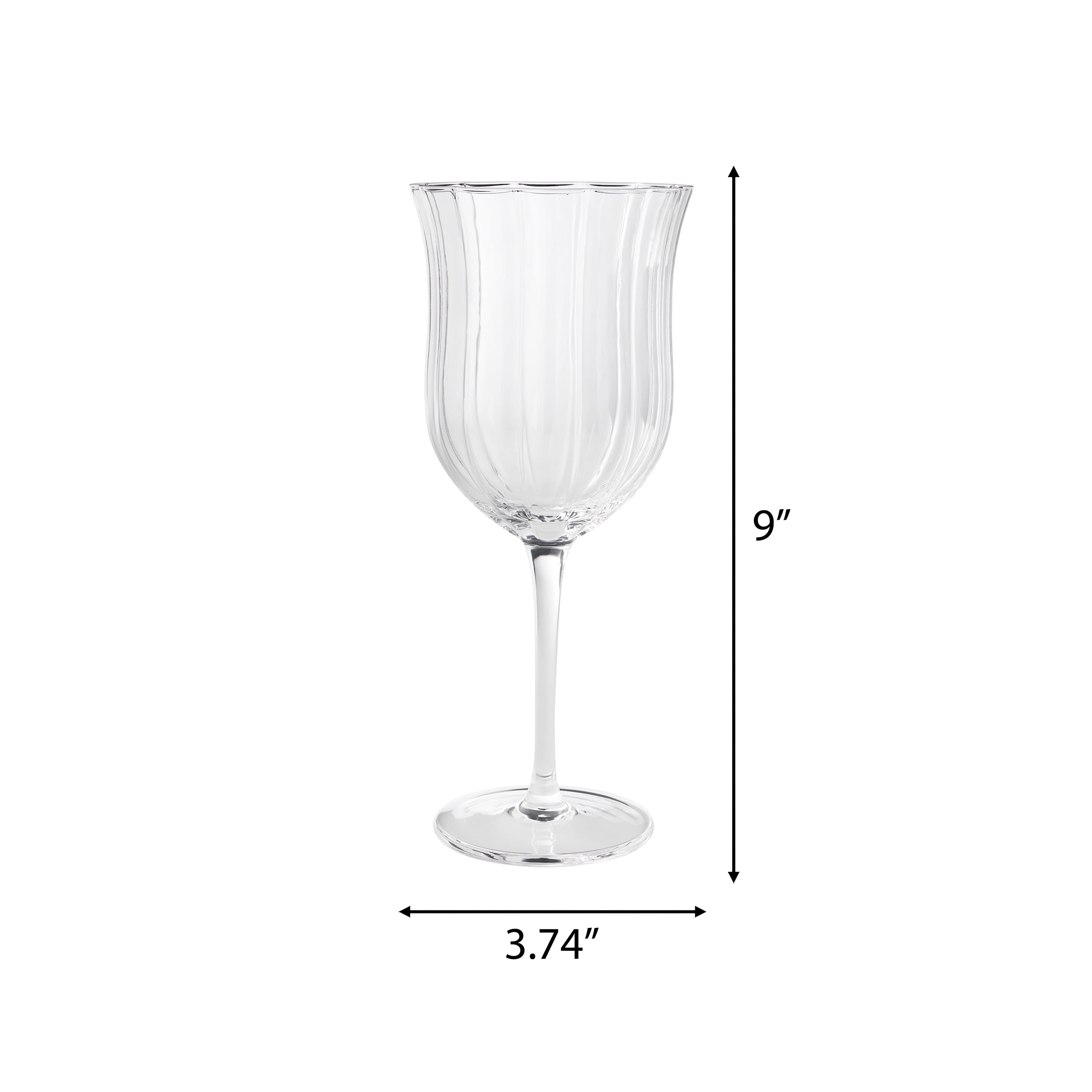 The Pioneer Woman Colette 15-Ounce Scalloped Red Wine Glasses, Clear, Set of 4