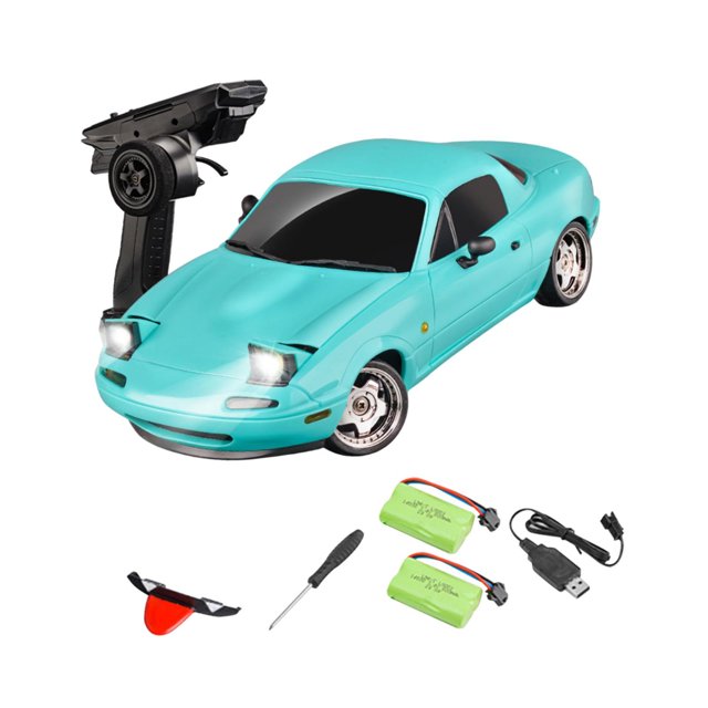 Coche de control remoto CUTICAT escala 1:18 con neumáticos de deriva azul