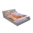 thumbnail image 2 of Ambesonne Winter Fitted Sheet & Pillow Sham Set, Night Scene Frozen Trees, Queen, Salmon White, 2 of 2
