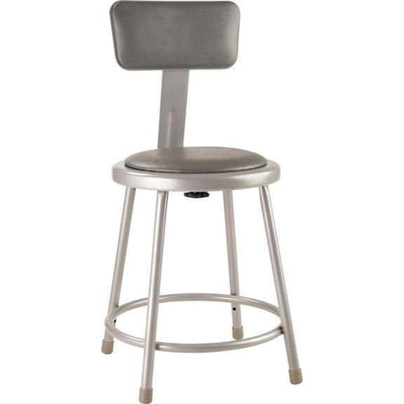 NPS 6400 Series 18" Modern Vinyl Padded Metal Heavy Duty Stool in Gray