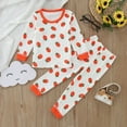 thumbnail image 2 of Girls Clothes Winter Long Sleeve Cartoon Bear Strawberry Prints Tops Pants Two Piece Casual Toddler Girl Clothes, 2 of 5