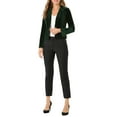 thumbnail image 2 of MODA NOVA Junior's Button Velvet Blazer Lapel  Business Office Suit Jacket Green S, 2 of 5