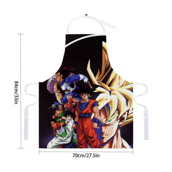 Dragon Ball Z apron featuring pockets and waterproof fabric, suitable for adults, adjustable cooking apron, chef apron for drawing and crafting，for 33" x 28".