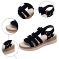 thumbnail image 5 of Rokment Womens Roman Platform Gladiator Sandals Beach Trendy Casual Suede Open Toe Buckles Chunky Wedge Fisherman Dress Heels Comfortable Walking Shoes Summer Black Size 8.5, 5 of 8
