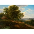 thumbnail image 2 of Joseph Mössmer 18x14 Black Ornate Wood Framed Double Matted Museum Art Print Titled - River Landscape with Cattle Herd (1826), 2 of 5