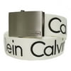 Calvin Klein Men's Adjustable Signature Cotton Belt-White