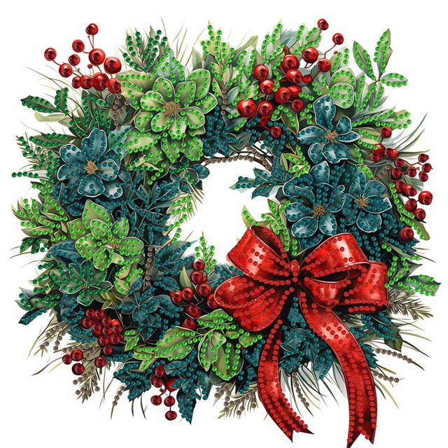 Kit Corona Navidad Con Forma Especial Parcial 5D DIY30x30cm