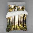thumbnail image 1 of Ambesonne Nature Bedding Set 4 Pcs, Forest Leaves at Sunrise, Queen, Yellow Green Brown, 1 of 3