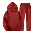 thumbnail image 2 of Miluxas Men's 2 Piece Tracksuits Fleece Pullover Sweatsuits Athletic Fit Jogging Hoodie Outfit Set Wine, 2 of 6