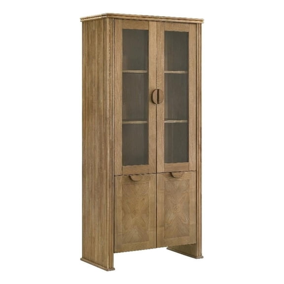 Adina 77-inch Tall Display Cabinet Distressed Light Brown