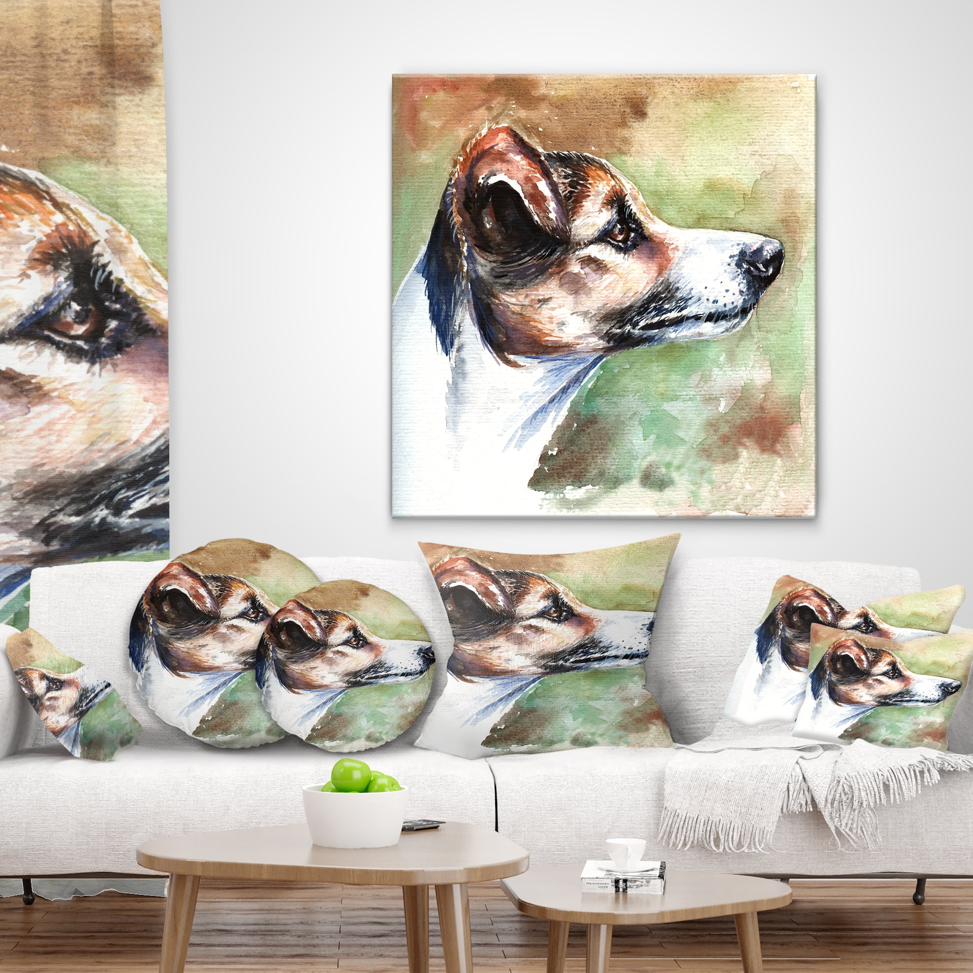 Designart Jack Russell Terrier - Animal Throw Pillow - 16x16