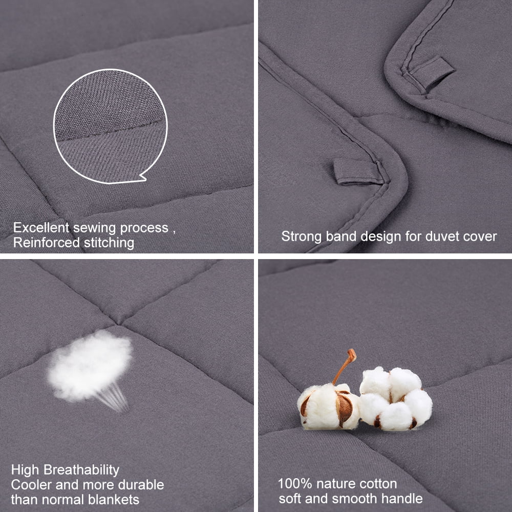Weighted Blanket (48" x 72",15 lbs) Cotton Heavy Blanket to Improve Sleep for People With Anxiety