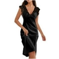 thumbnail image 3 of Aboser Backless Satin Nightgowns for Women Lace V Neck Sleepdress Elegant Sleeveless Chemise Nightshirts Casual Midi Length Sleepwear, 3 of 7