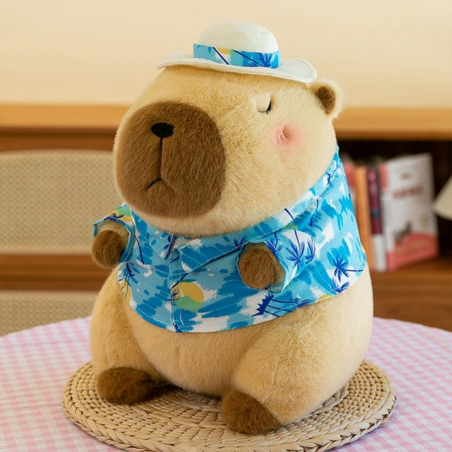 Plush Capybara Toy 30cm Soft Kawaii Decoración de la sala del hogar (traje de baño) azul